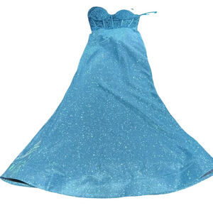 Women's Stella Couture Blue Glitter Prom Dress Size 2 #829